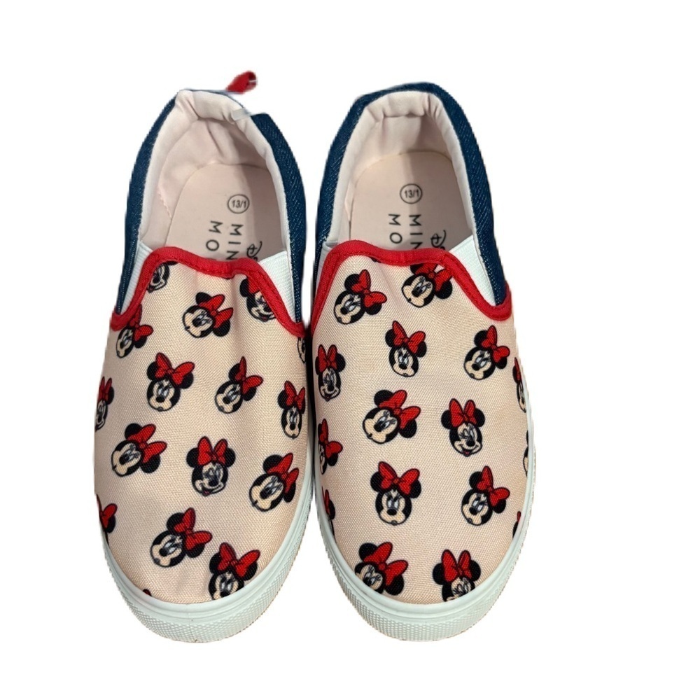 Minnie Mouse Expressions Girl's Slip-On Shoes Pink NEW 13 1 Disney Face Blue